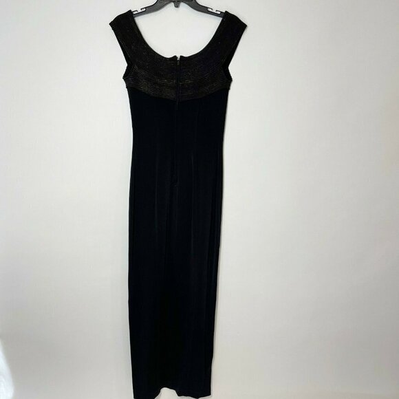 Tadashi Vintage Bodycon Long Evening Formal Dress Black XS Ribbed Y2K 90s - Picture 4 of 8